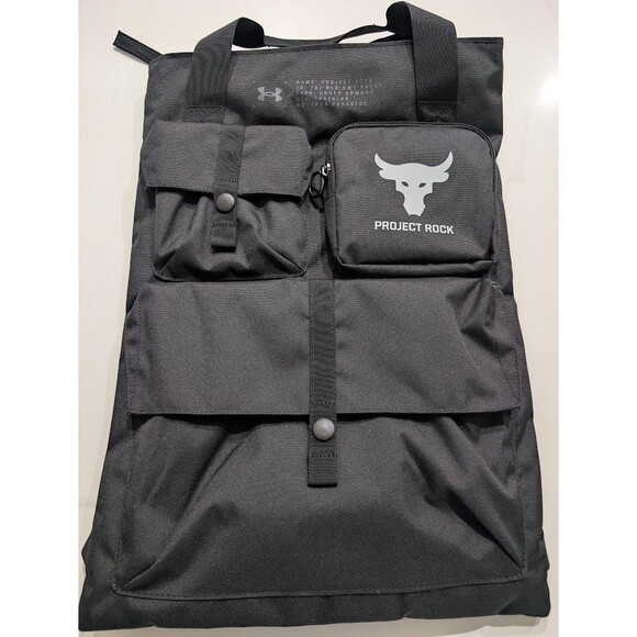 Under Armour Unisex Project Rock Gym Sack Training Bag Backpack Black New NWT - Picture 4 of 7